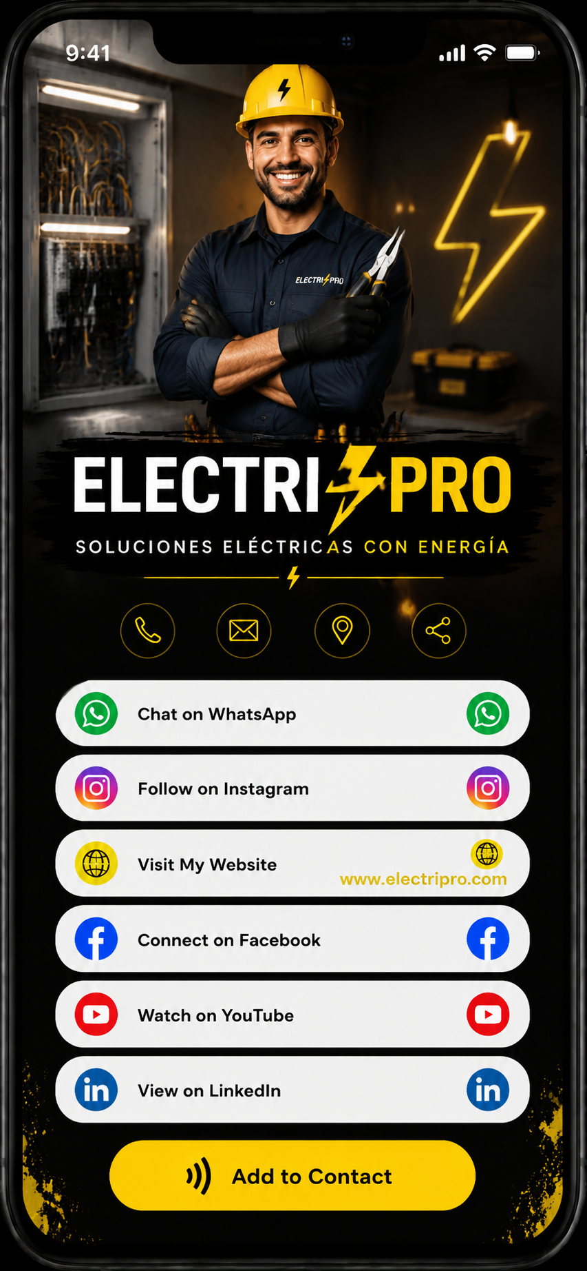 Tarjeta digital de ElectriPro